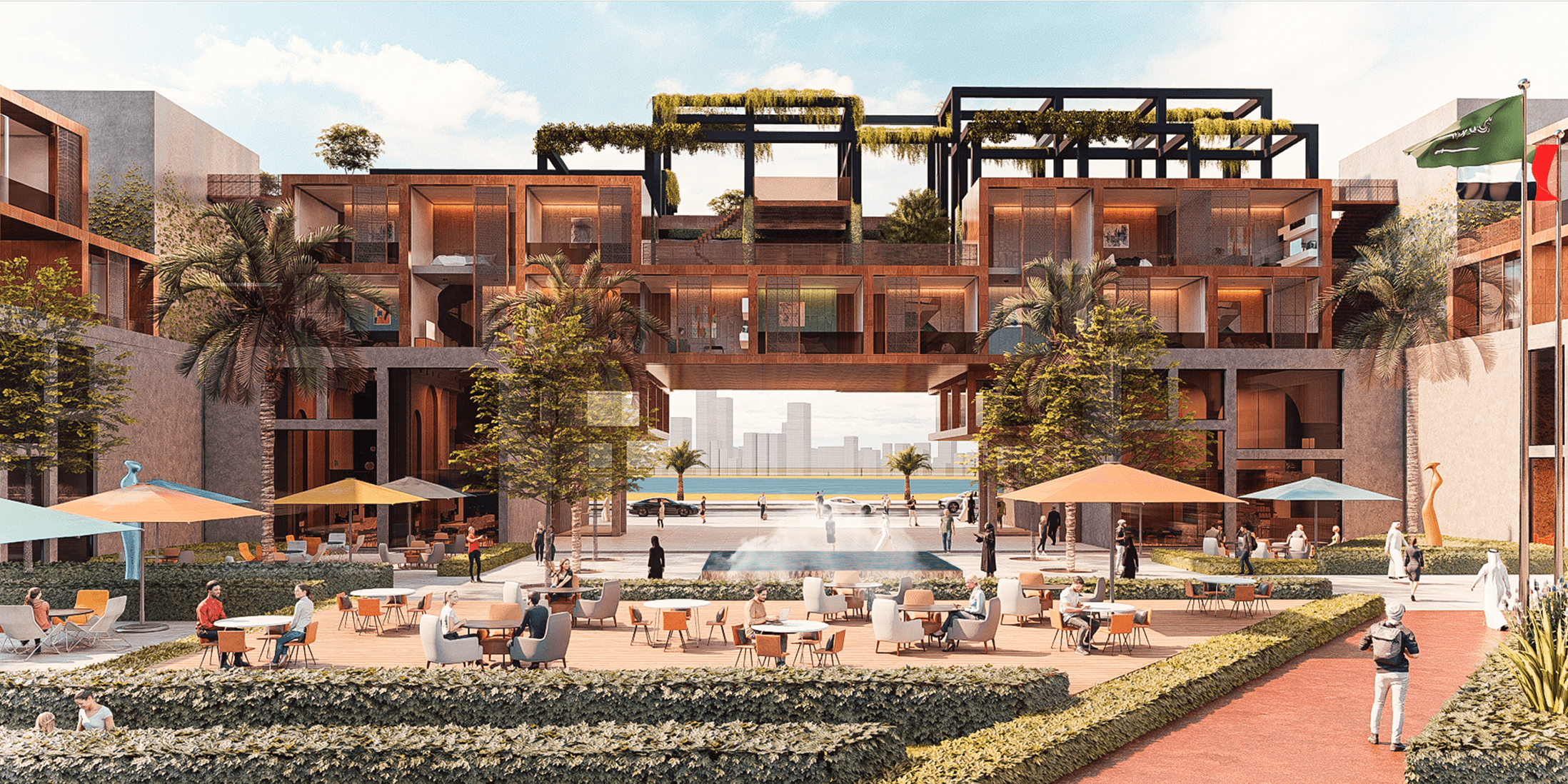 Rooftop pool terrace at Earth Jeddah